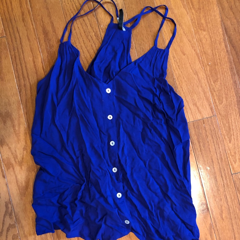 Blue button up tank